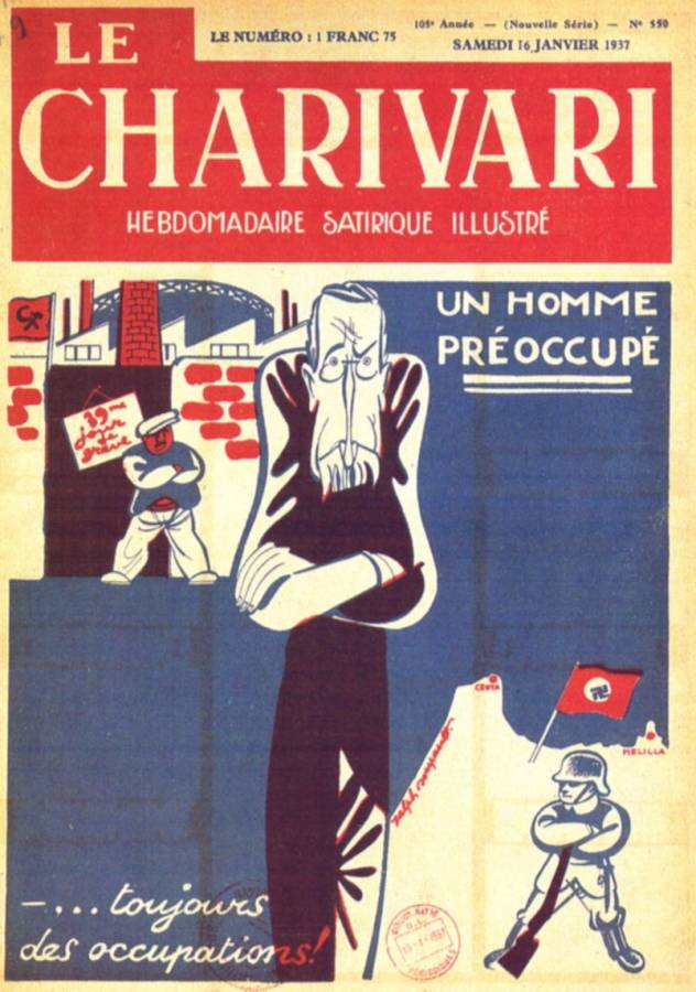 1937 16 janvier Le Charivari dessin de Ralph Soupault Blum un homme preoccupe.jpg